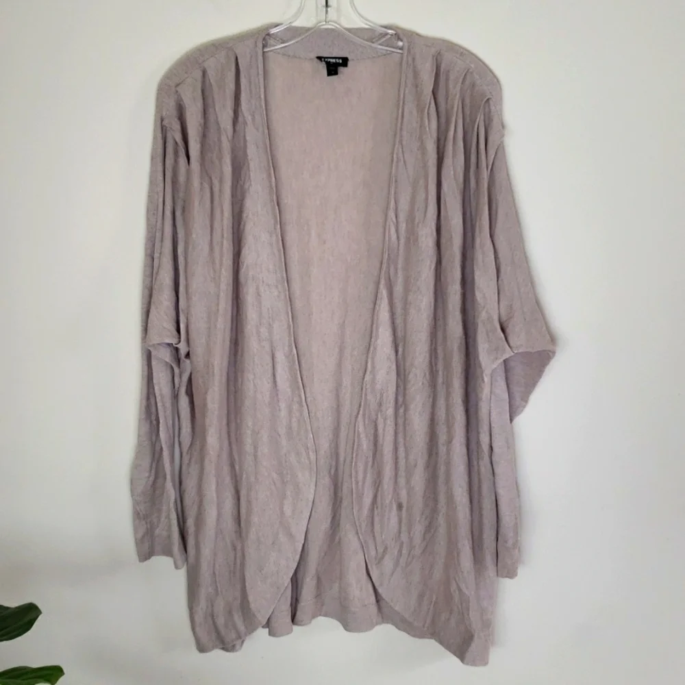 Express pleated shoulder cream gray women's size medium